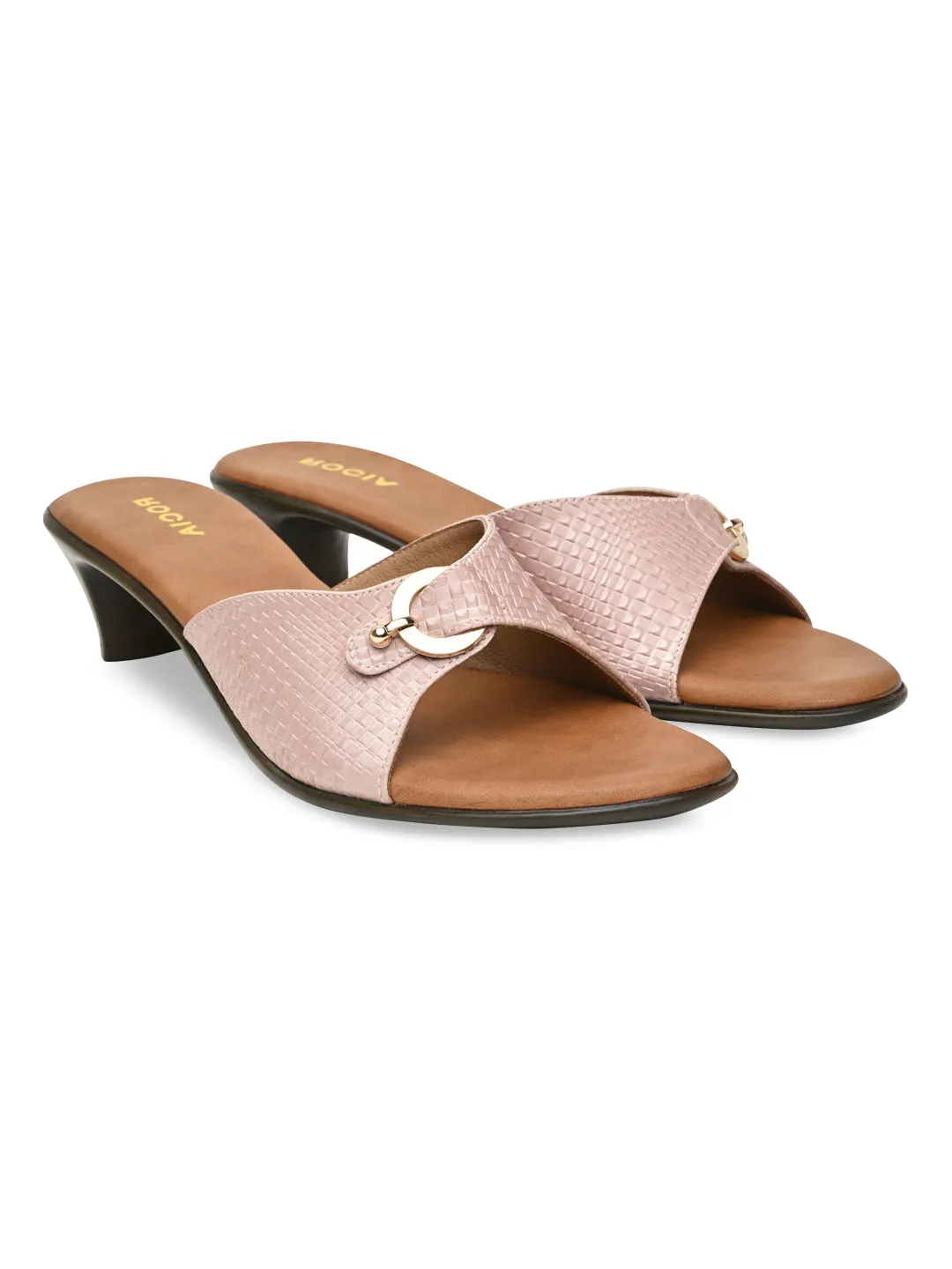 Rocia By Regal Pink Women Textured Kitten Heel Sandals