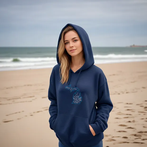 SALE "Michigan Fishing" Relaxed Fit Classic Unisex Hoodie