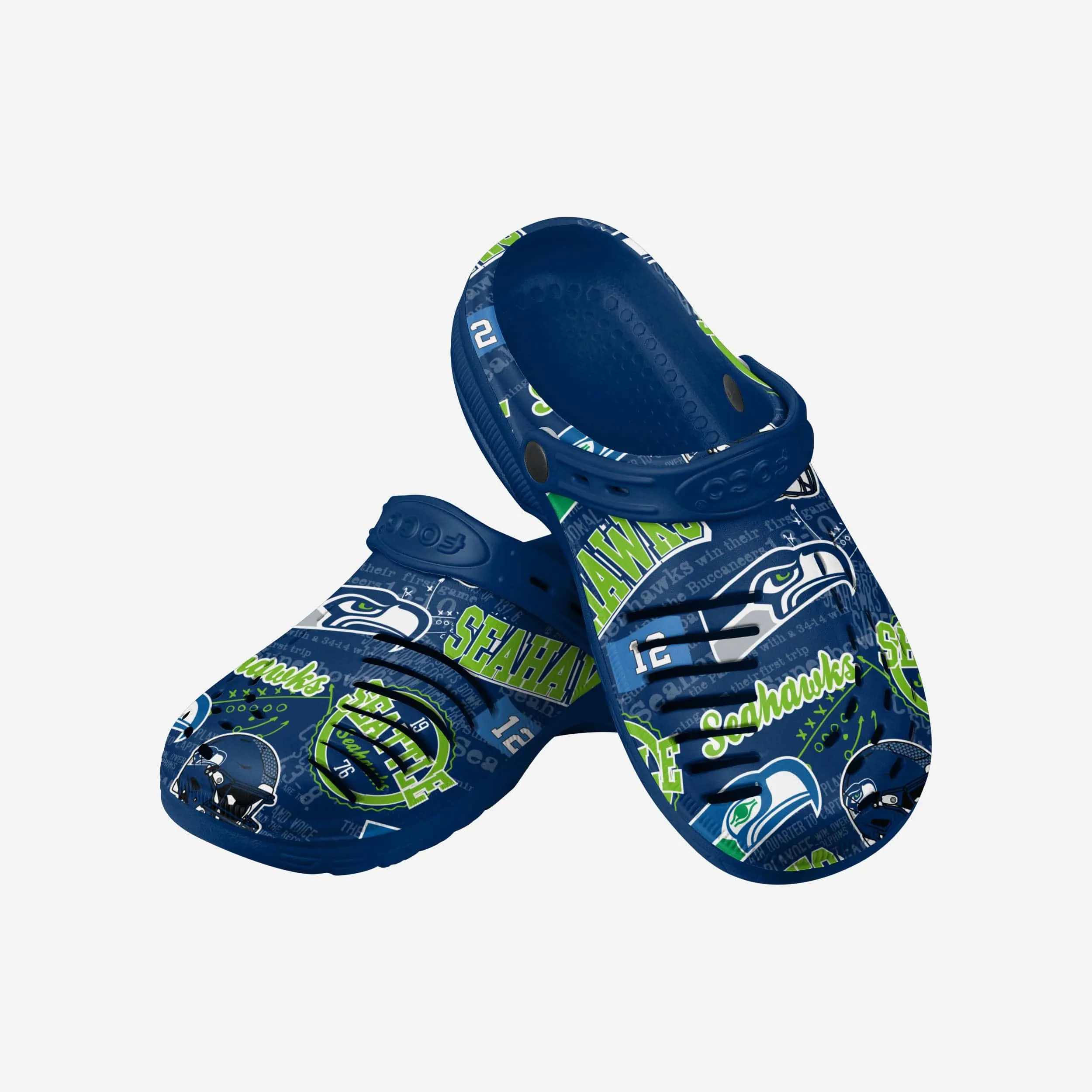 Seattle Seahawks Historic Print Clog With Strap