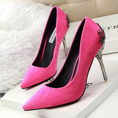 Sexy Women Shoes Red Bottom High Heels Faux Suede Party Pointed Toe High Heel Pumps Ladies Wedding Shoes Bride Office Heels shoe