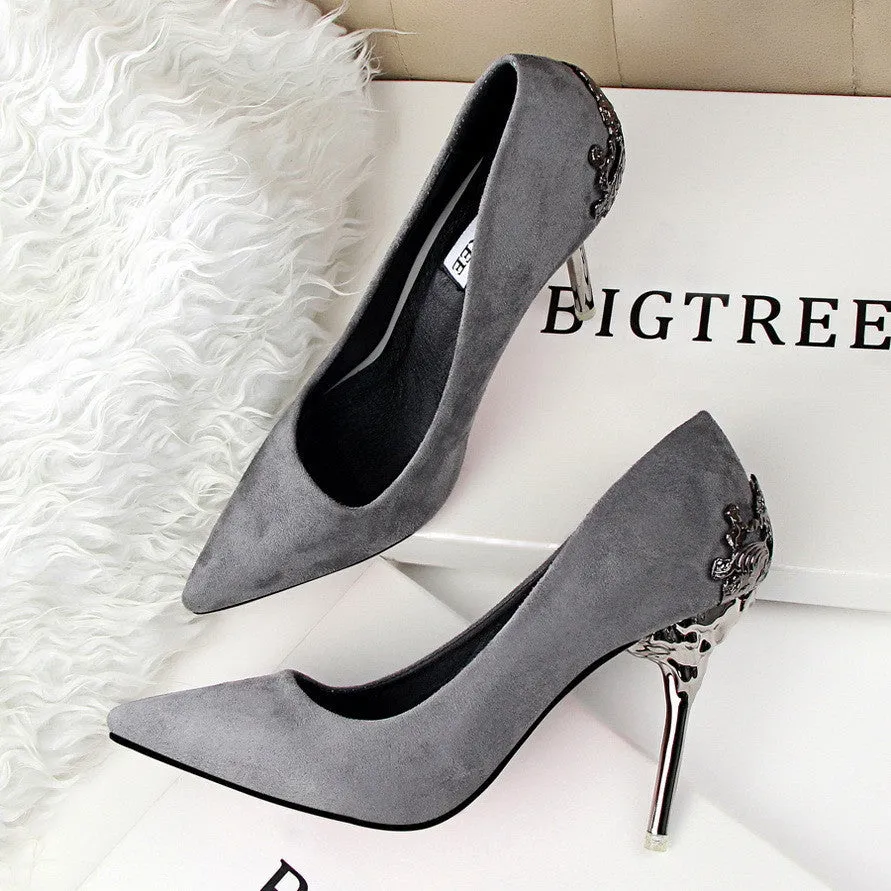 Sexy Women Shoes Red Bottom High Heels Faux Suede Party Pointed Toe High Heel Pumps Ladies Wedding Shoes Bride Office Heels shoe