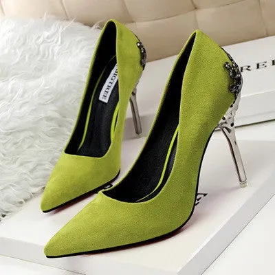 Sexy Women Shoes Red Bottom High Heels Faux Suede Party Pointed Toe High Heel Pumps Ladies Wedding Shoes Bride Office Heels shoe