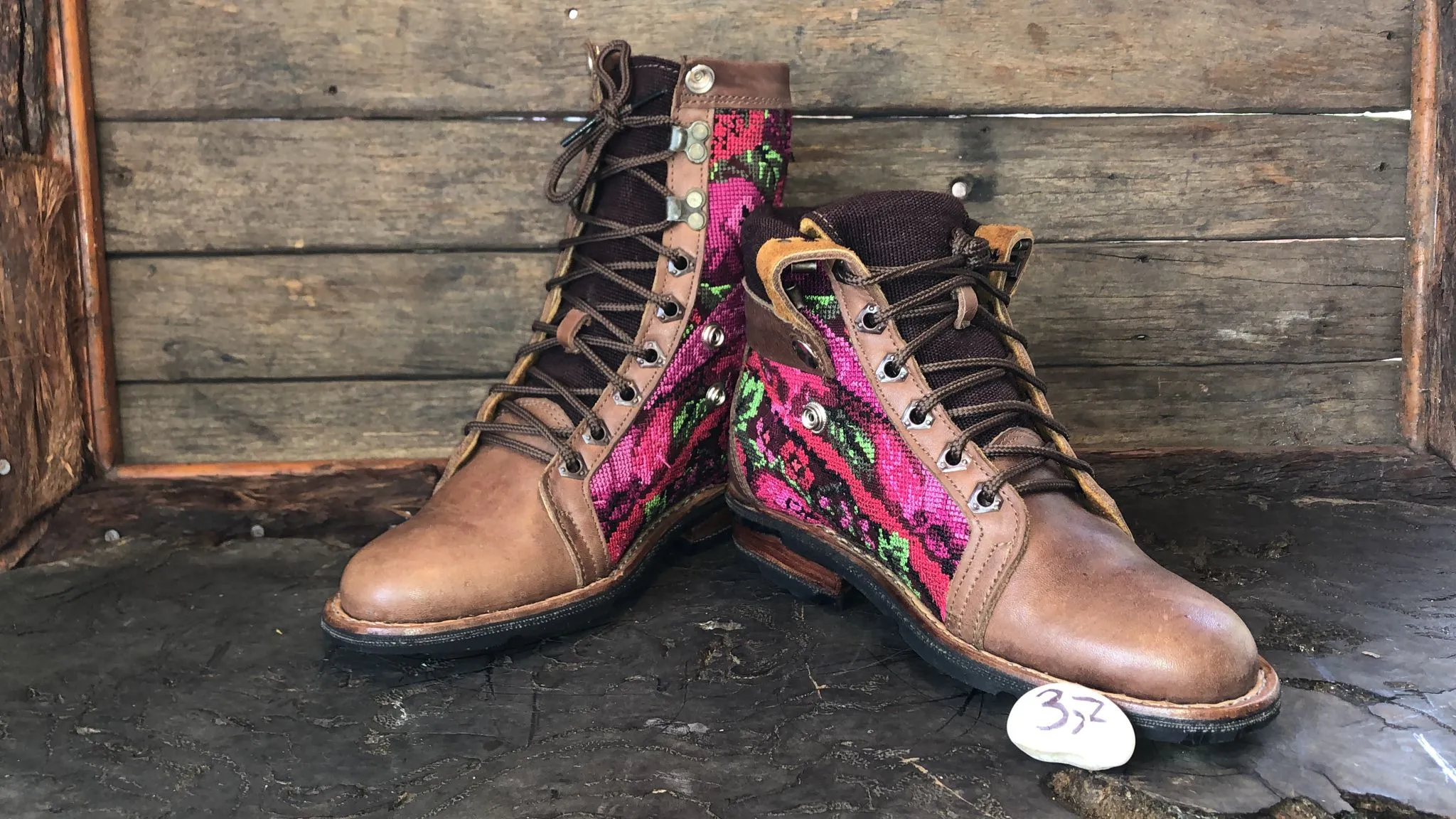 Size 37 Gypsy Boots - Pink Bird