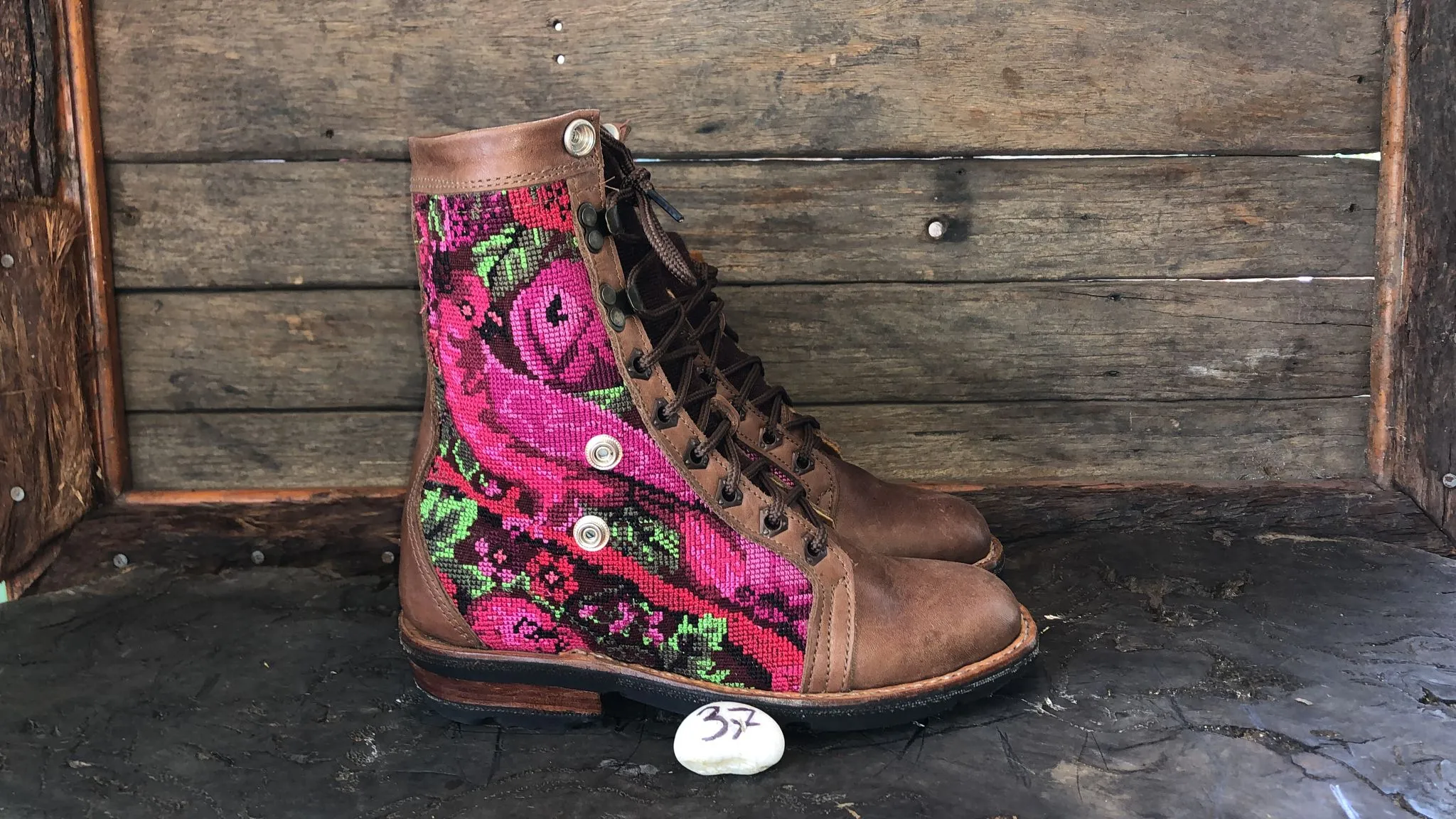 Size 37 Gypsy Boots - Pink Bird