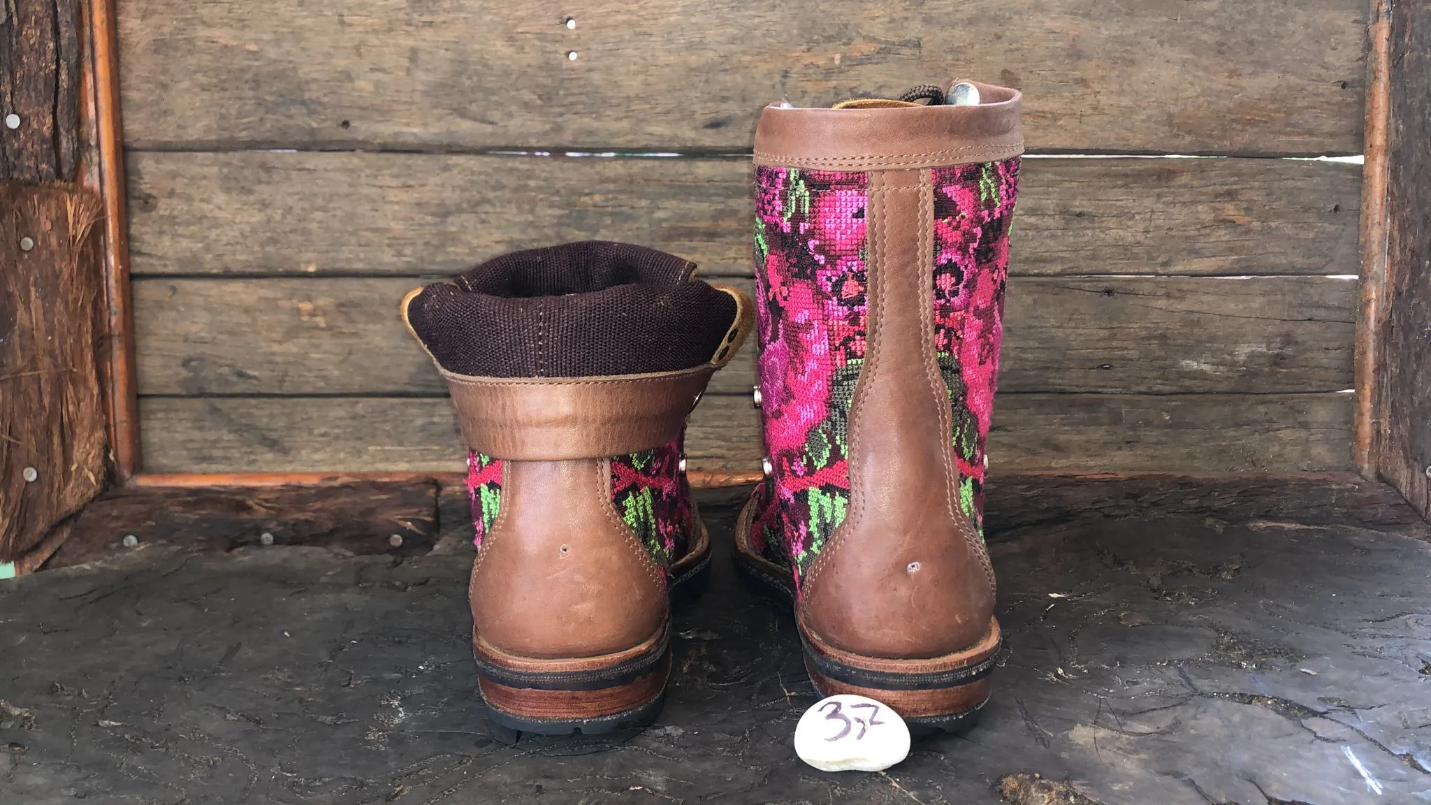 Size 37 Gypsy Boots - Pink Bird