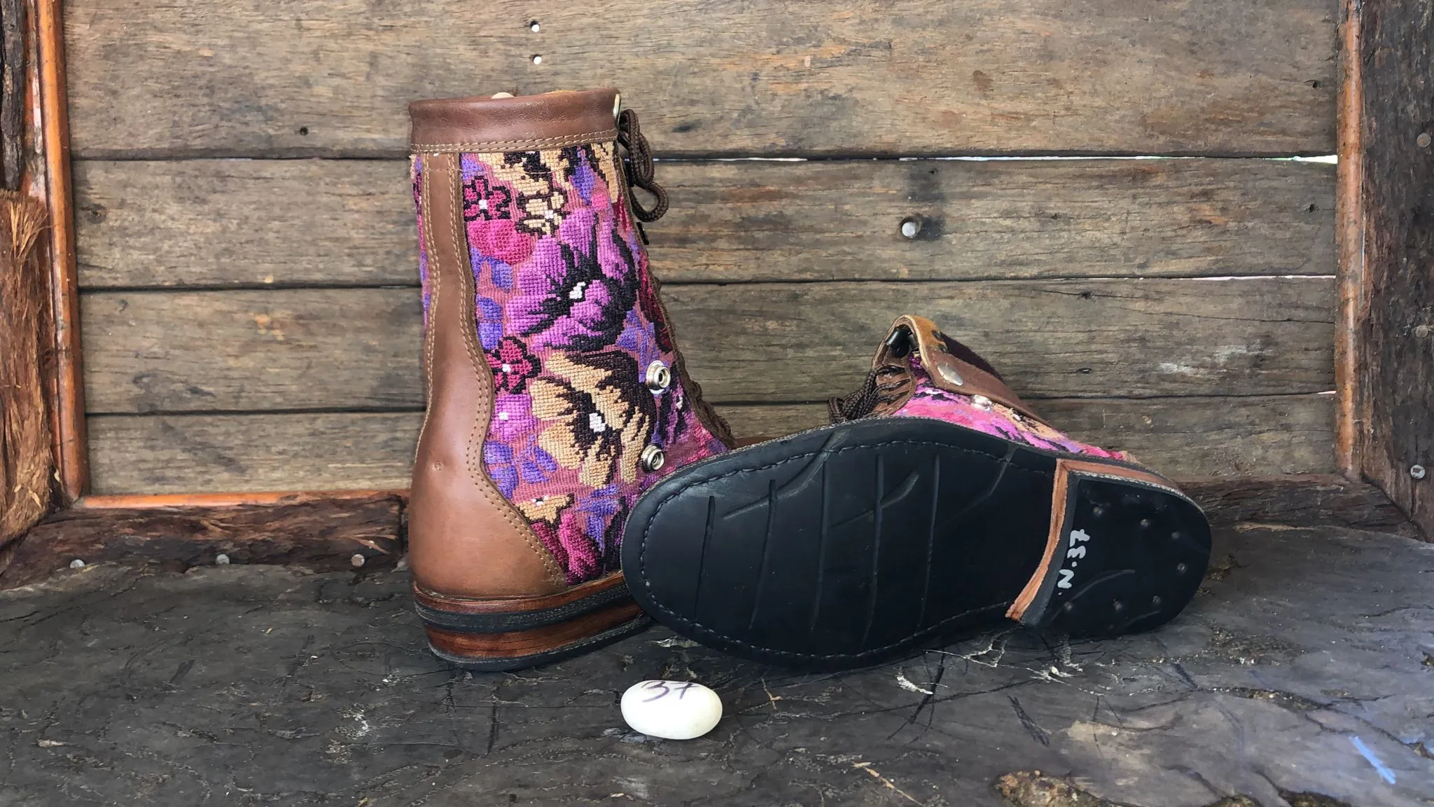 Size 37 Gypsy Boots - Purple Flower Power