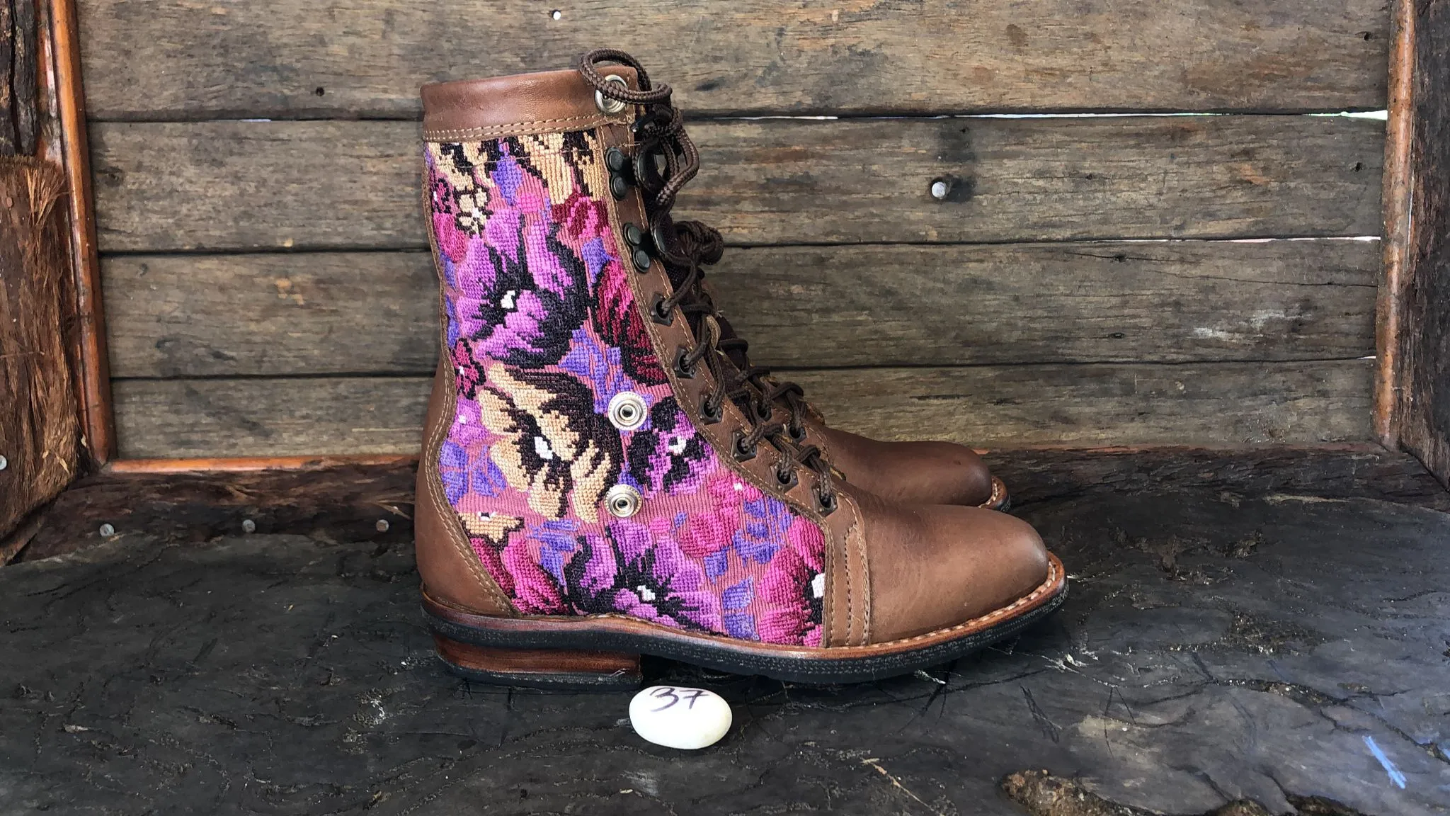Size 37 Gypsy Boots - Purple Flower Power