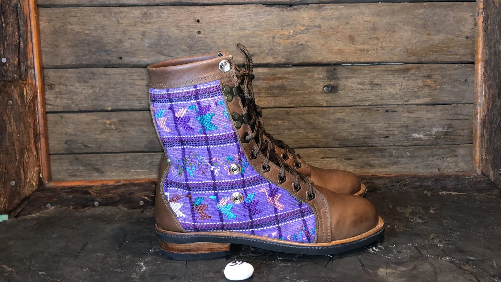 Size 39 Gypsy Boots - Birds on Purple