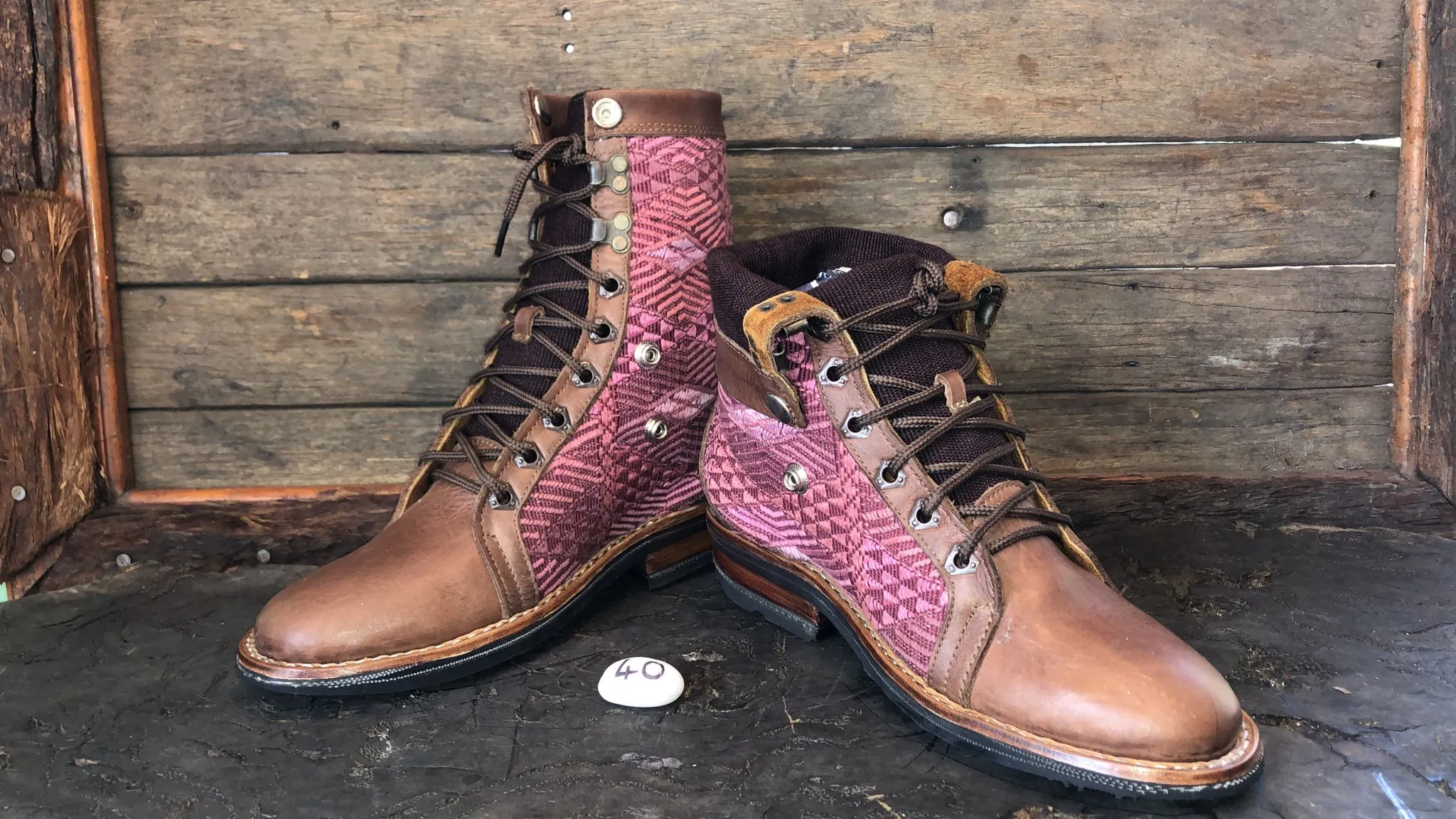 Size 40 Gypsy Boots - Dusty Pink Rhombus