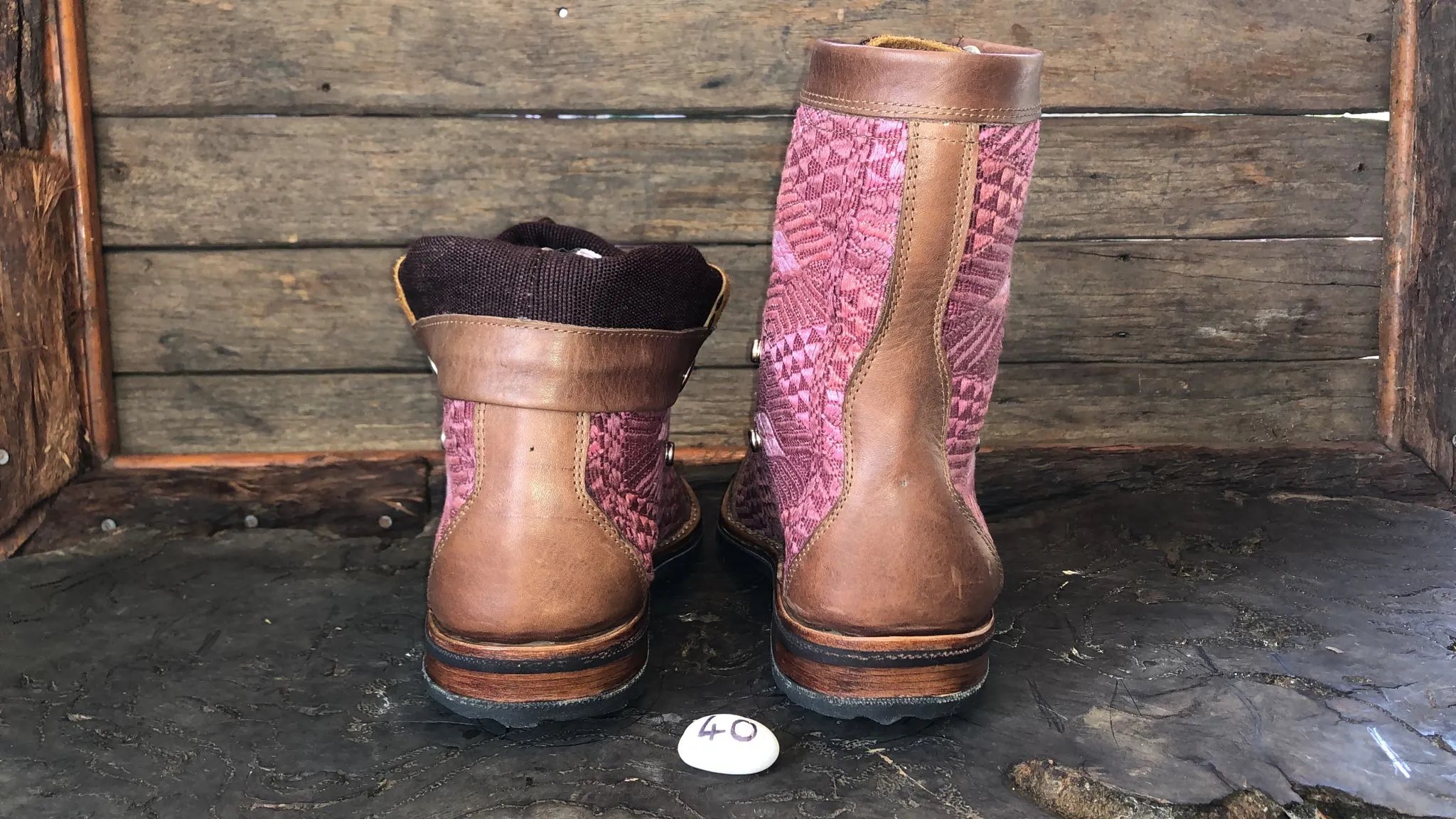Size 40 Gypsy Boots - Dusty Pink Rhombus