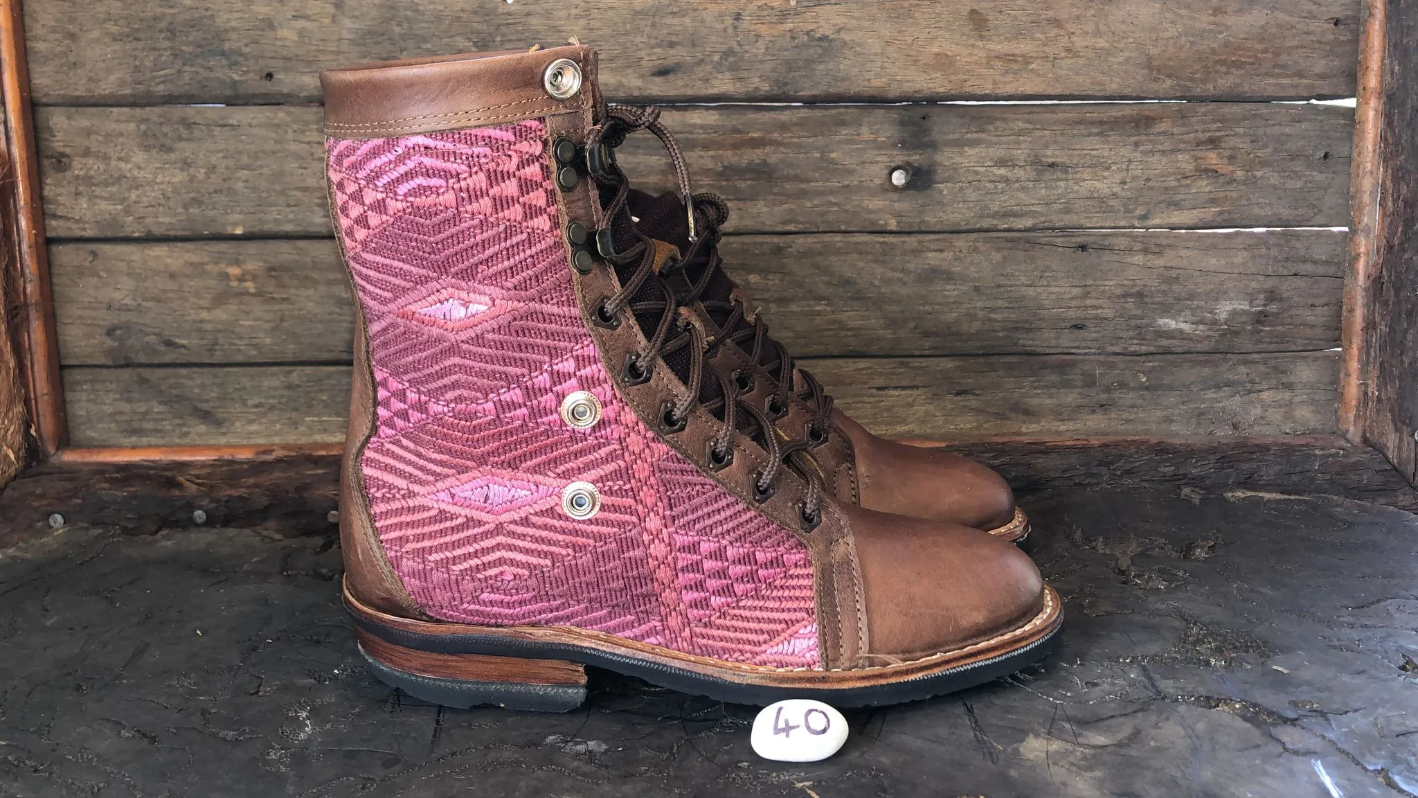 Size 40 Gypsy Boots - Dusty Pink Rhombus