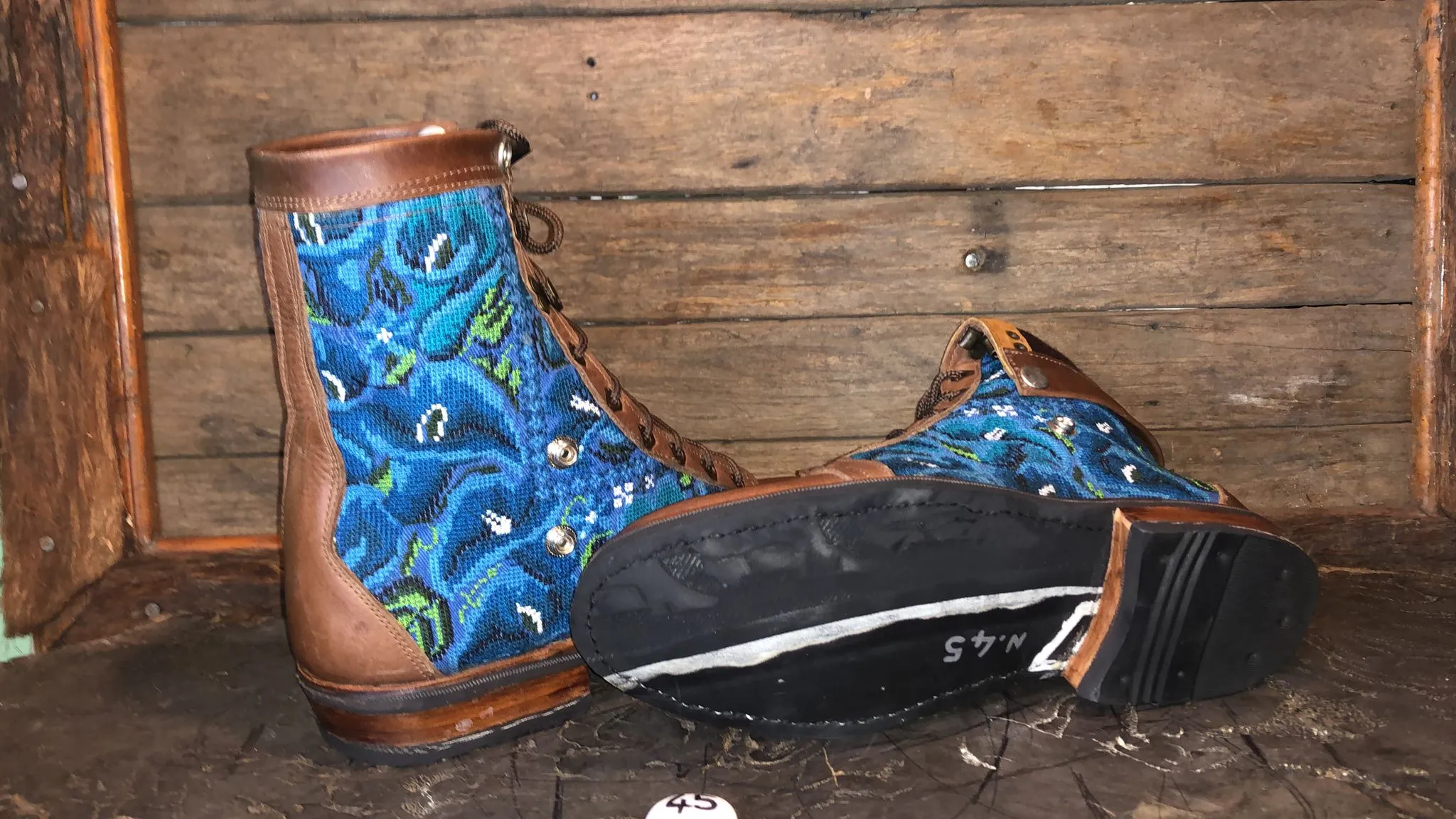 Size 45 Gypsy Boots - Blue Tulips