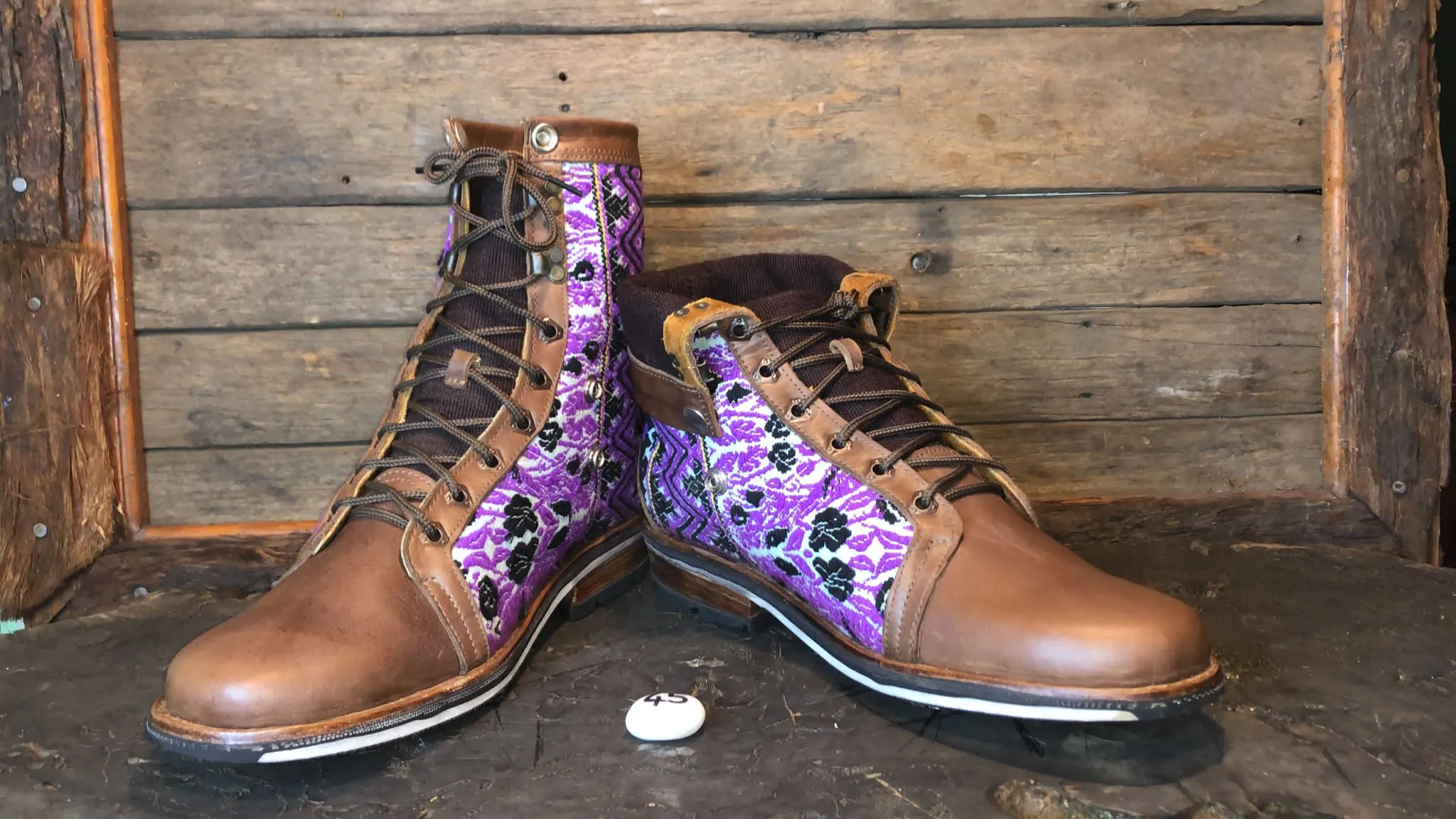 Size 45 Gypsy Boots - Purple Zigzag