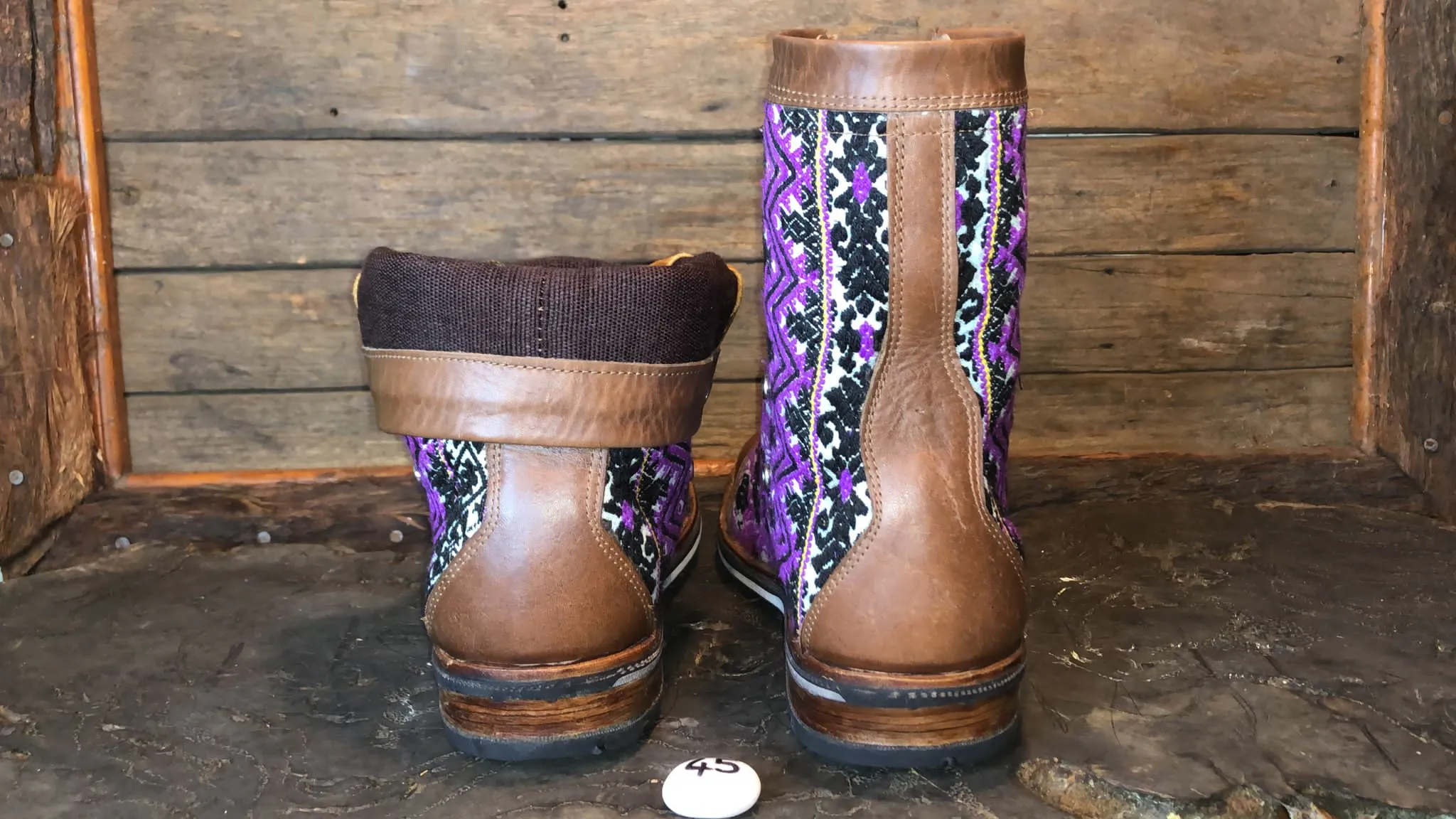 Size 45 Gypsy Boots - Purple Zigzag