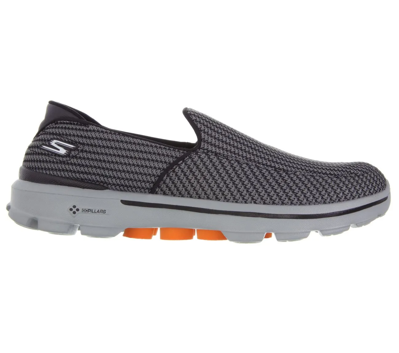 SKECHERS Men's Gowalk3 Athletic Walking/Running Trainers in Charcoal/Orange, Size UK6 to UK13
