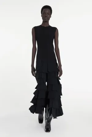 Sleeveless Dress With Laser Cut Elements Black