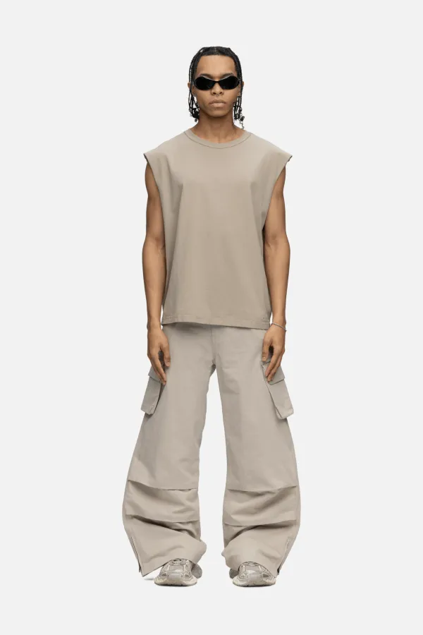 SLEEVELESS T-SHIRT CEMENT