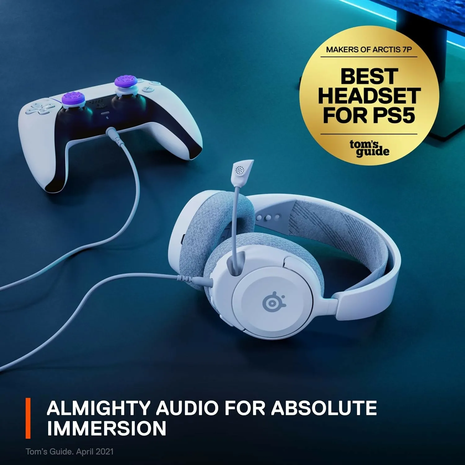SteelSeries Arctis Nova 1P Multi-System Gaming Headset - 360° Spatial Audio - Comfort Design - Durable - Lightweight - Noise-Cancelling Mic - PS5/PS4, PC, Xbox, Switch - White