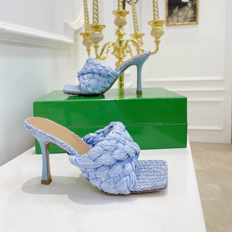 Summer New Woven Outer Wear High Heels Women