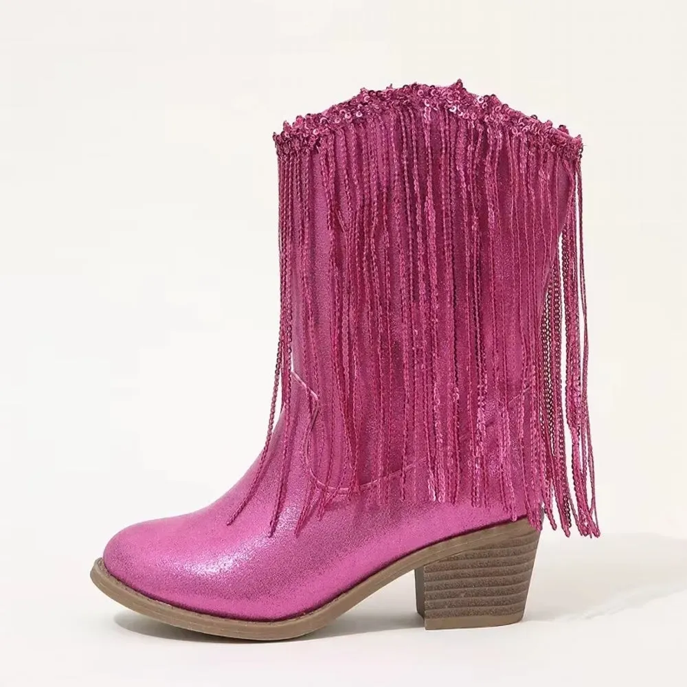 Tassels Pink Elegant Britain Princess Children Boot