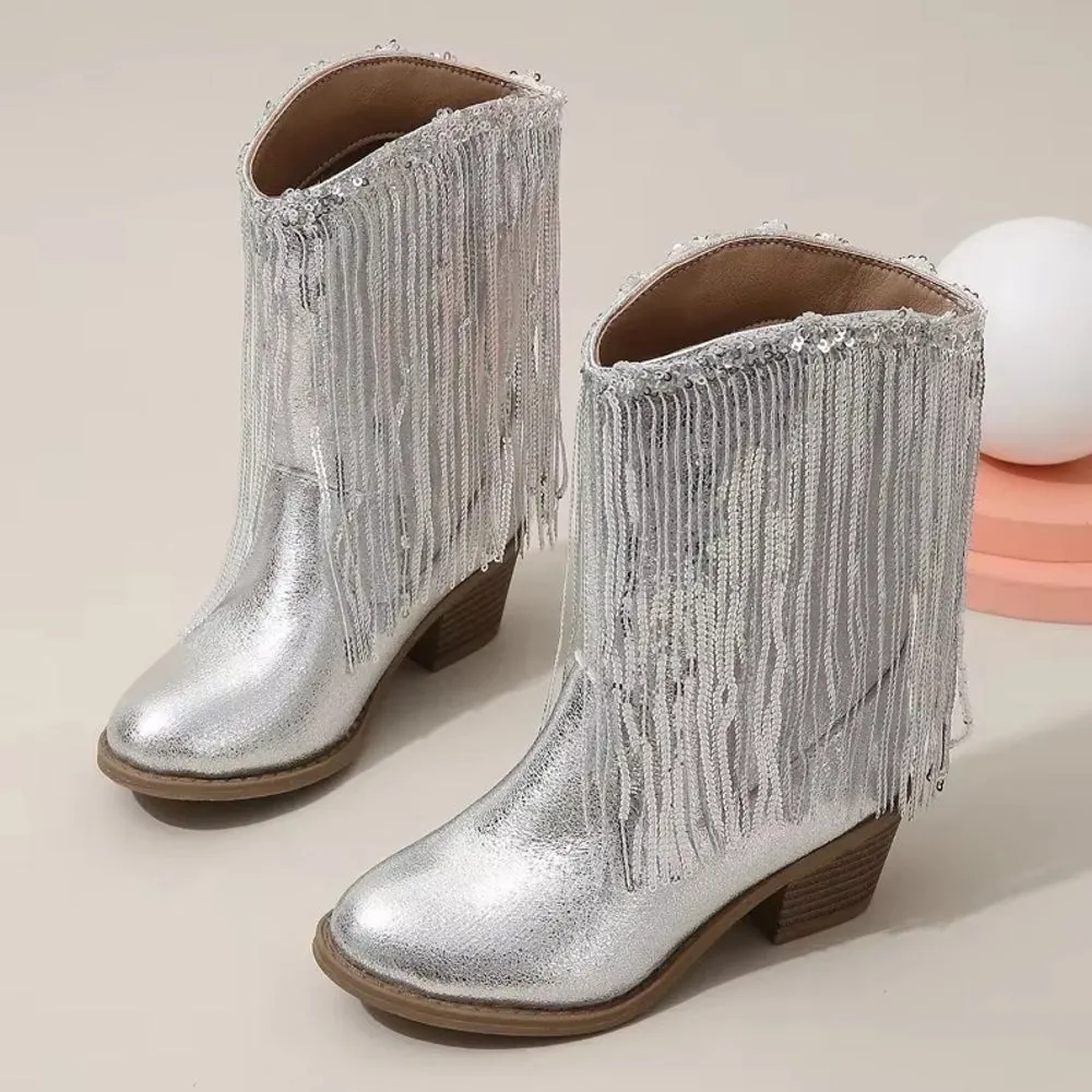 Tassels Pink Elegant Britain Princess Children Boot