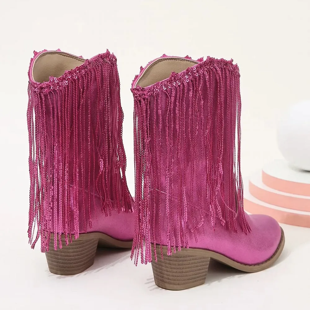 Tassels Pink Elegant Britain Princess Children Boot