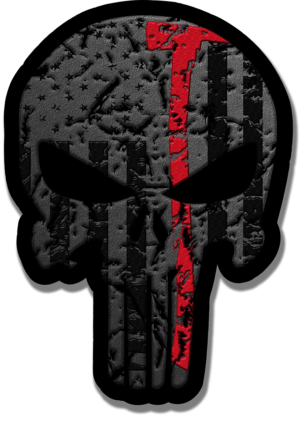 Thin Red Line Skull Axe Sticker