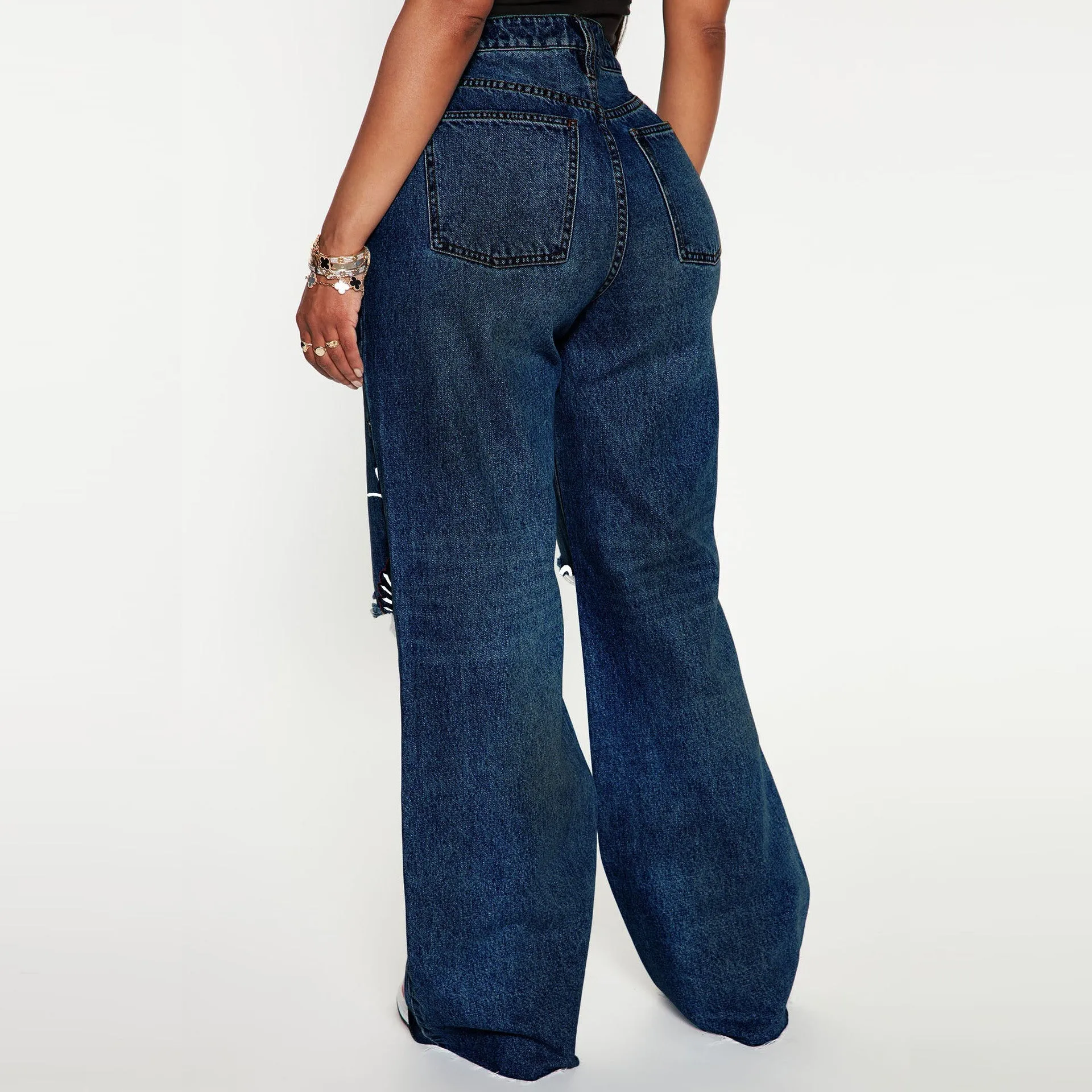 Timelessly Edgy High-Waisted Ripped Casual Denim Jeans