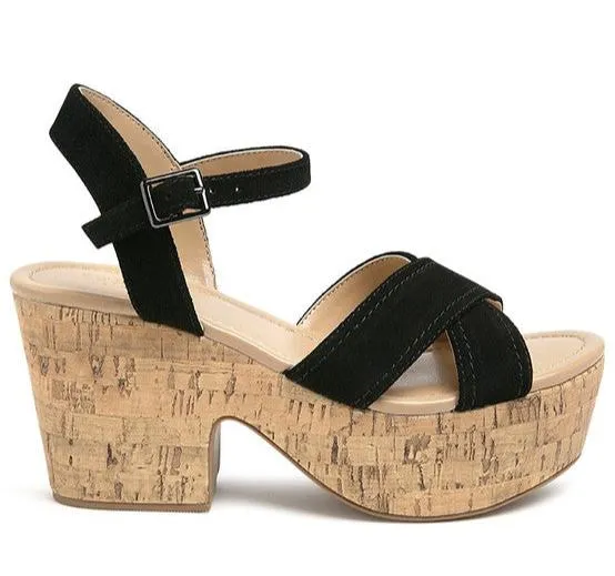 ULLA HIGH HEELED BLOCK SANDAL IN BLACK