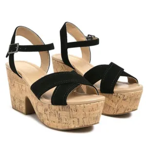ULLA HIGH HEELED BLOCK SANDAL IN BLACK