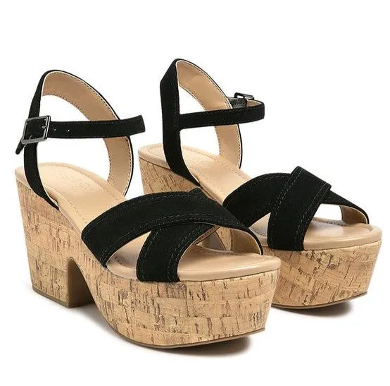 ULLA HIGH HEELED BLOCK SANDAL IN BLACK