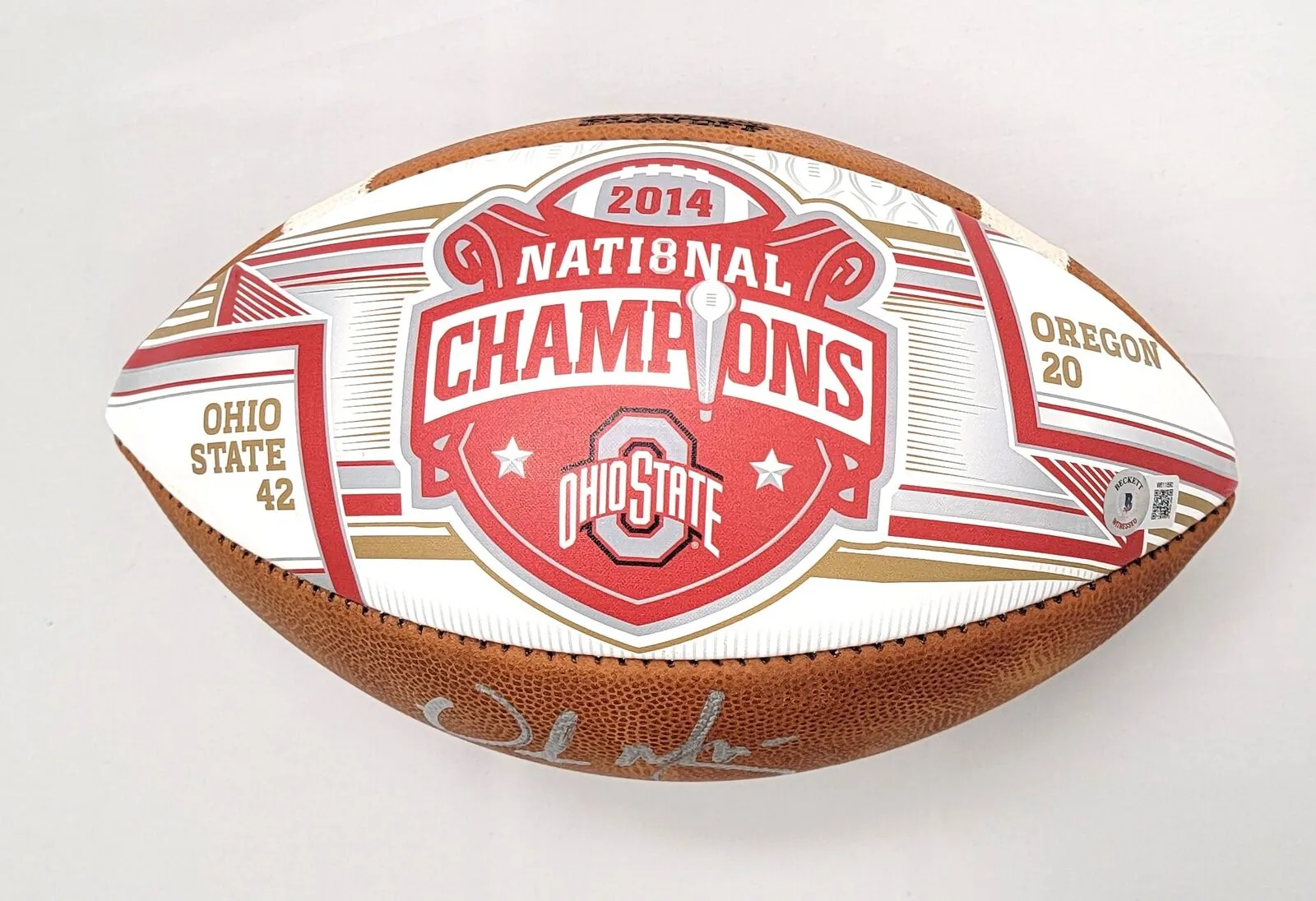 Urban Meyer Signed Ohio State 2014 National Champions Football Beckett Witnessed