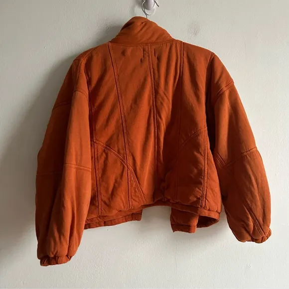 Urban Outfitters Out From Under Sz S Vera Puffy Relaxed Orange Open Front Jacket