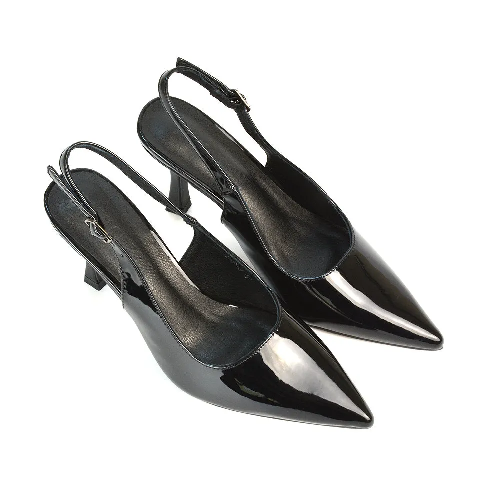 Valerie Stiletto High Heel Closed Toe Slingback Court Shoes in Silver Metallic