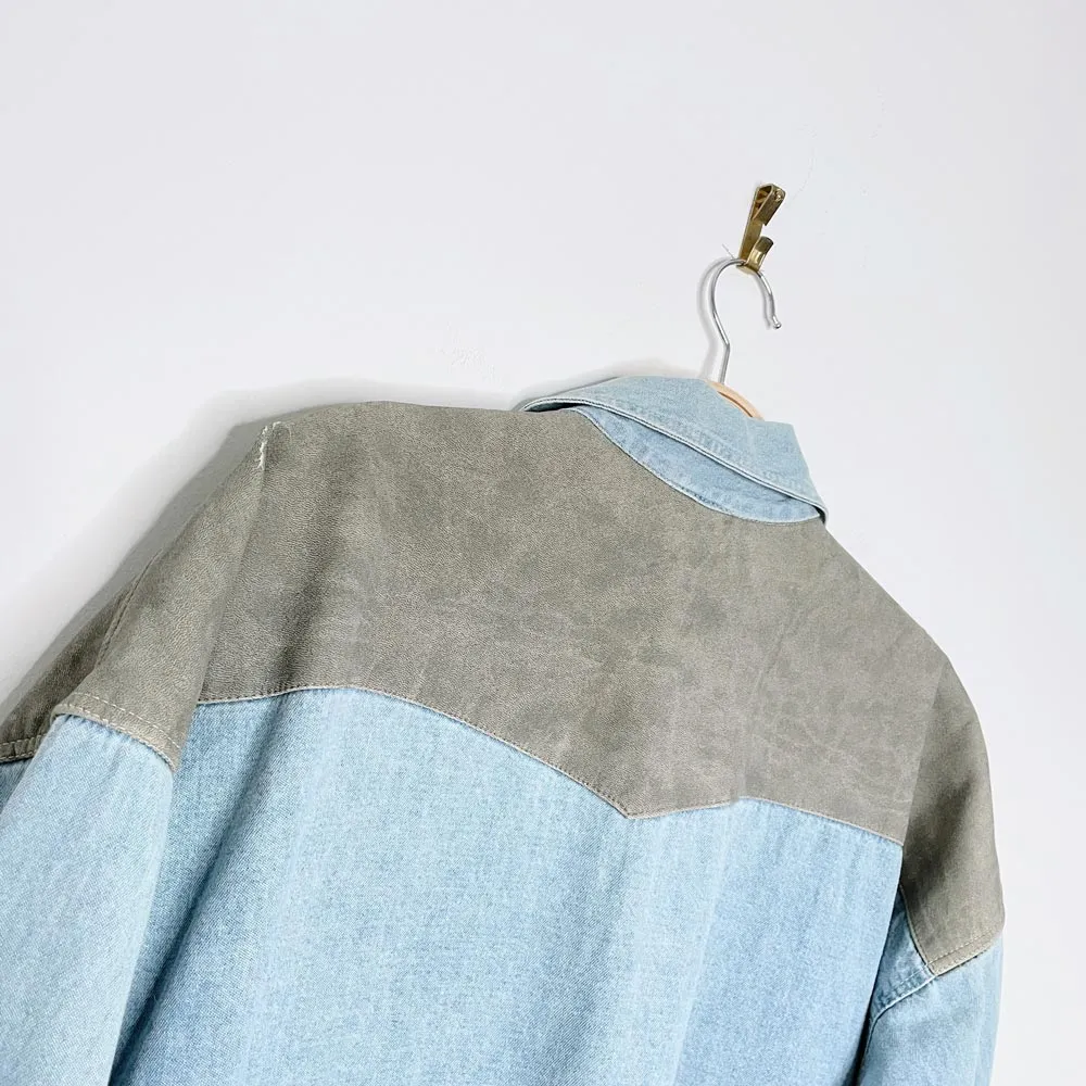 vintage 90s western passion concho   braided trim denim shirt