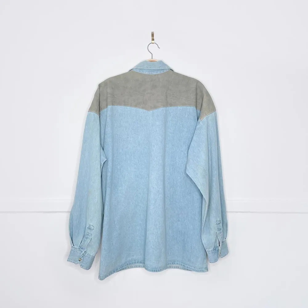vintage 90s western passion concho   braided trim denim shirt