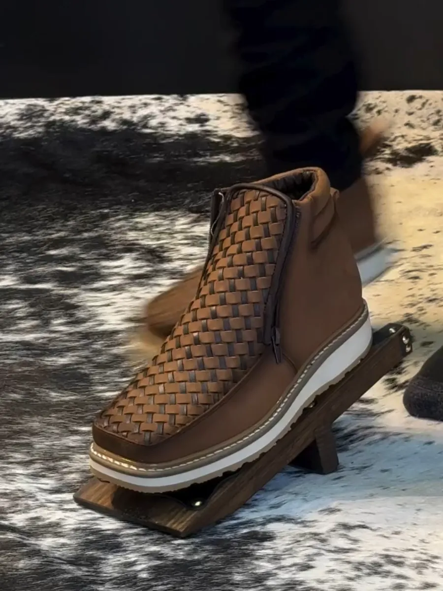 Vintage Hand-Woven Western Cowboy Boots