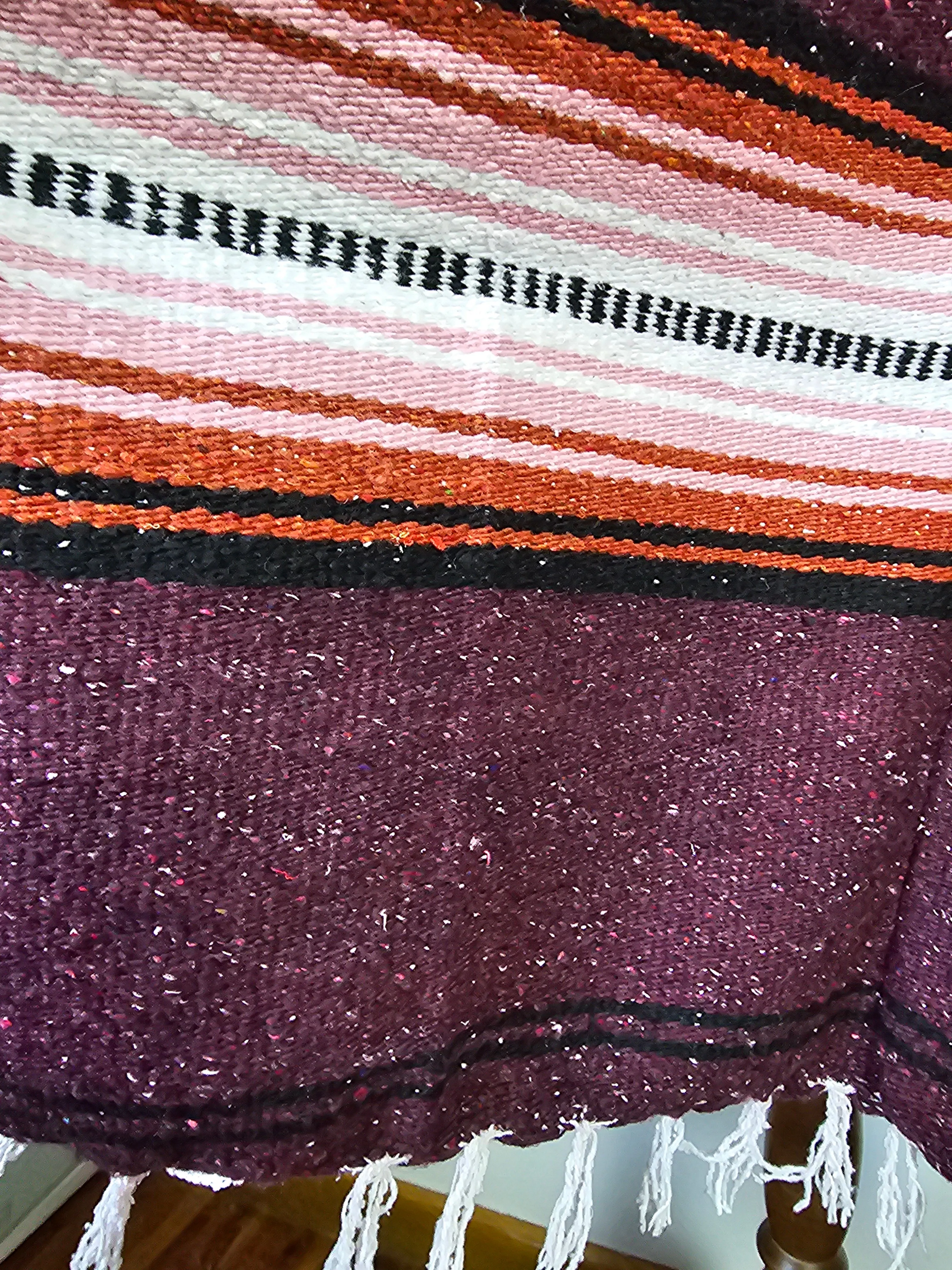 Vintage Mexican Bird Serape Poncho – Plum Pink