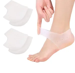 VivoFoot 2 Pairs Gel Heel Protectors, Blister Prevention Heel Sleeves, Silicone Heel Cups & Ankle Protectors for Heel Pain and Cracked Heels Relief for Men and Women