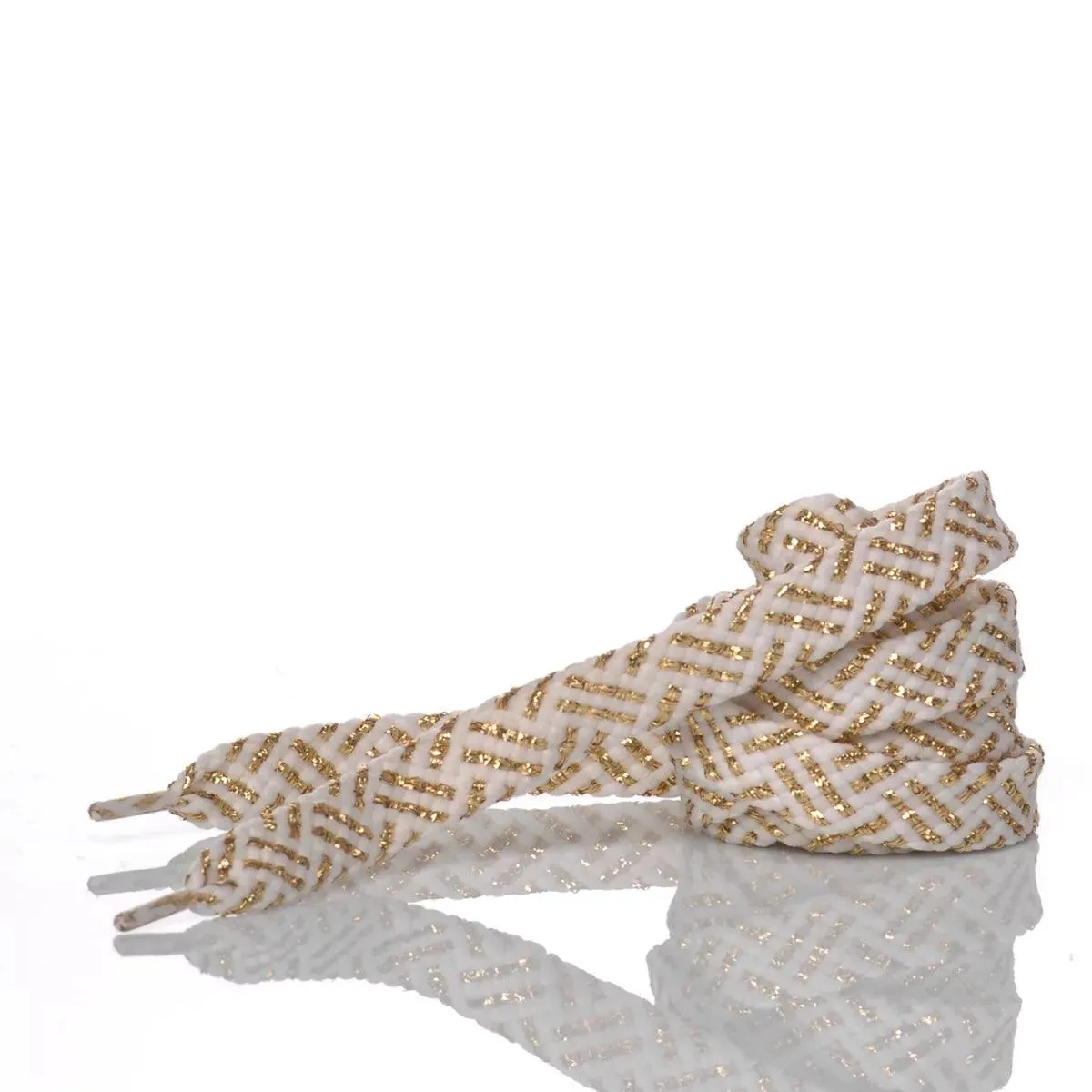 White Gold Braided Laces 140 cm