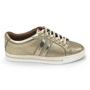 Wide fit gold leather trainer