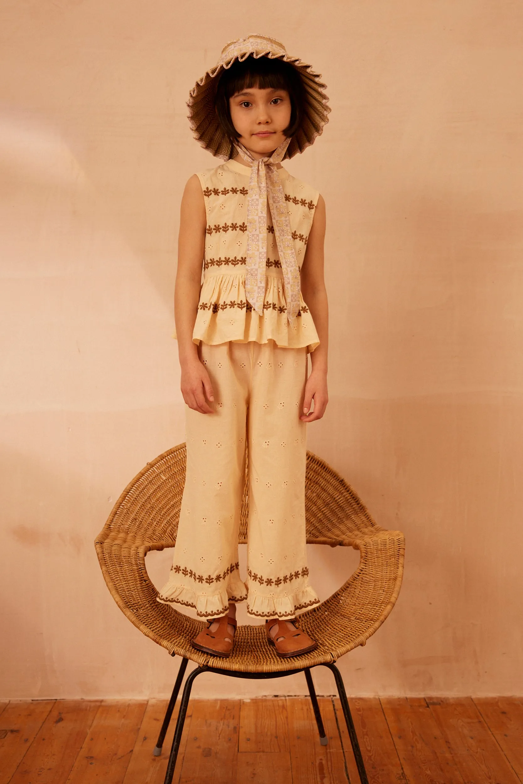 Wini Trouser Set - Milk Broderie Anglaise