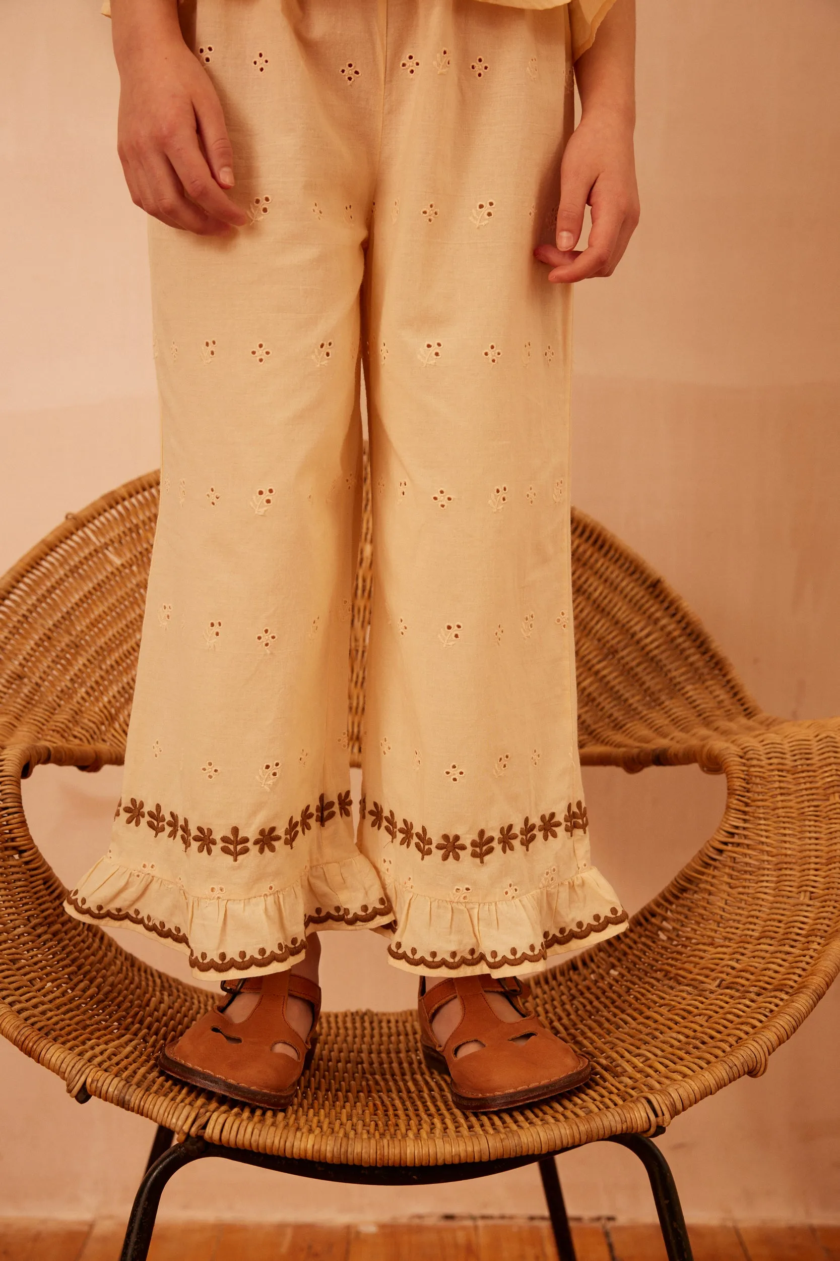 Wini Trouser Set - Milk Broderie Anglaise