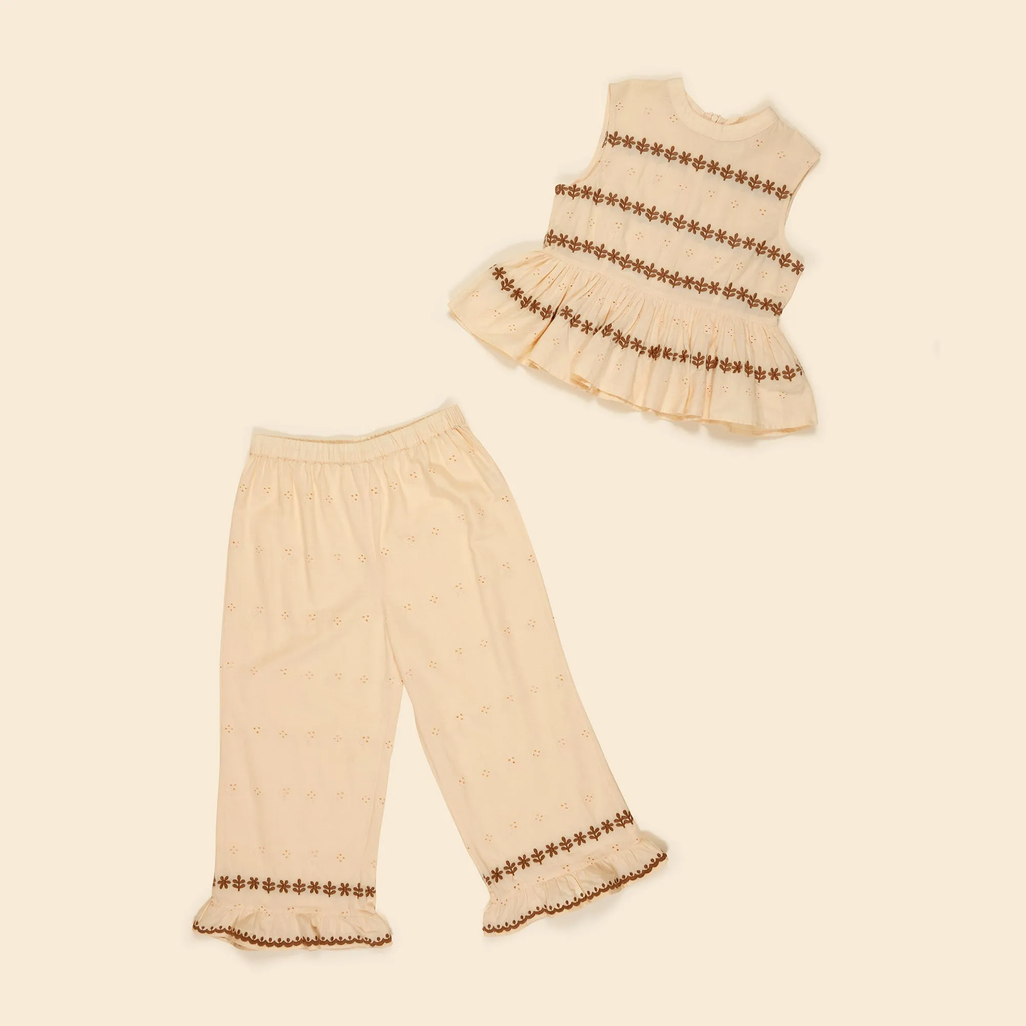 Wini Trouser Set - Milk Broderie Anglaise