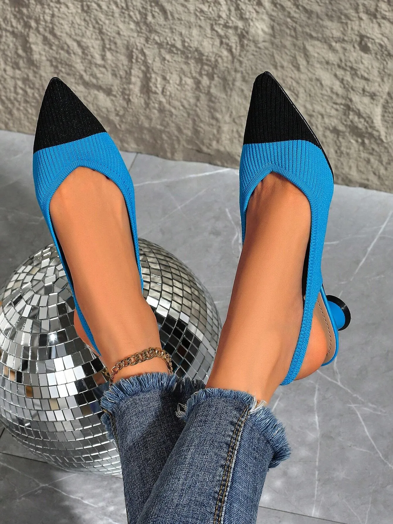 Women's Mid Heel Pointed Toe Woven High Heel Shoes