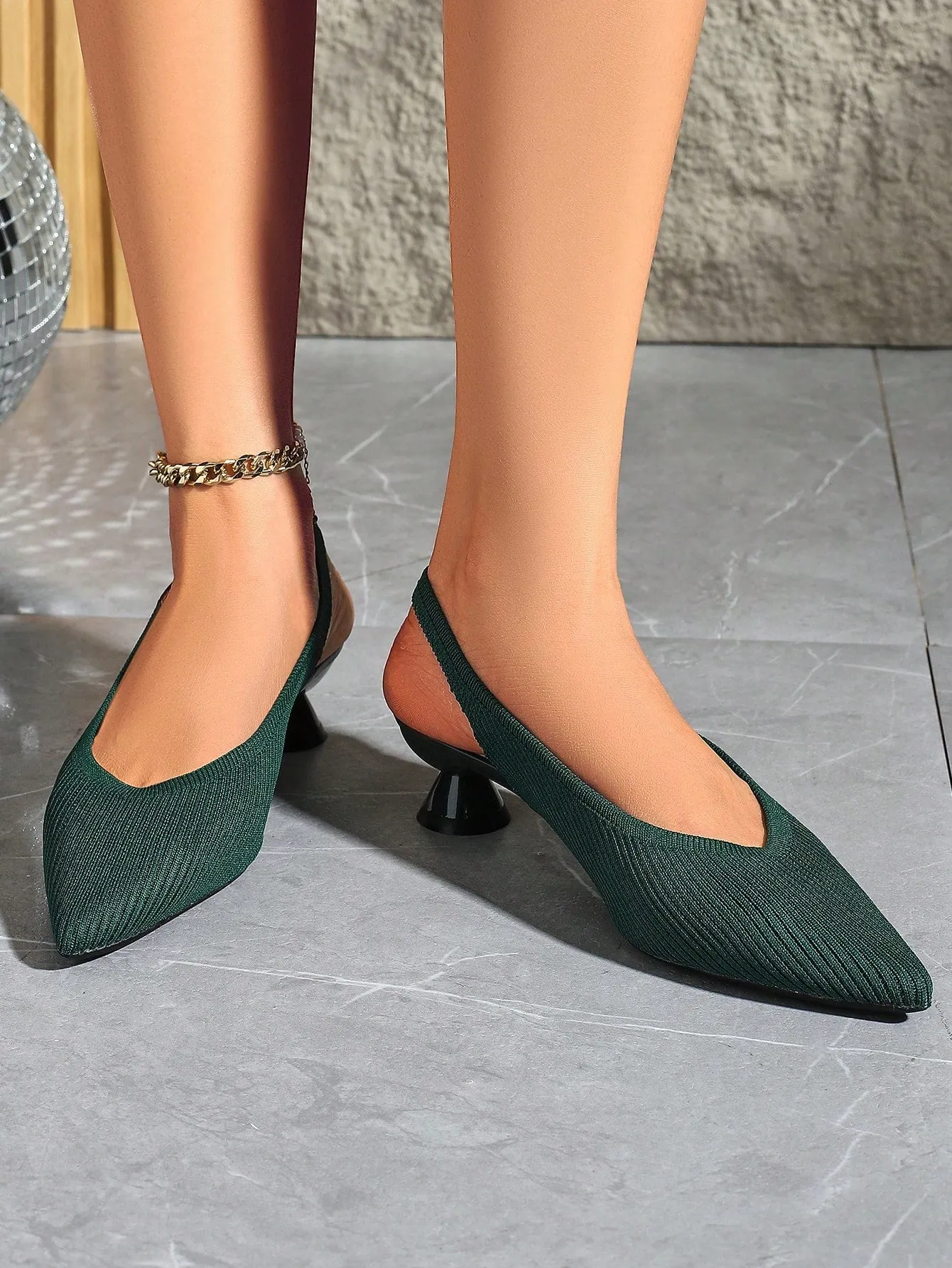 Women's Mid Heel Pointed Toe Woven High Heel Shoes