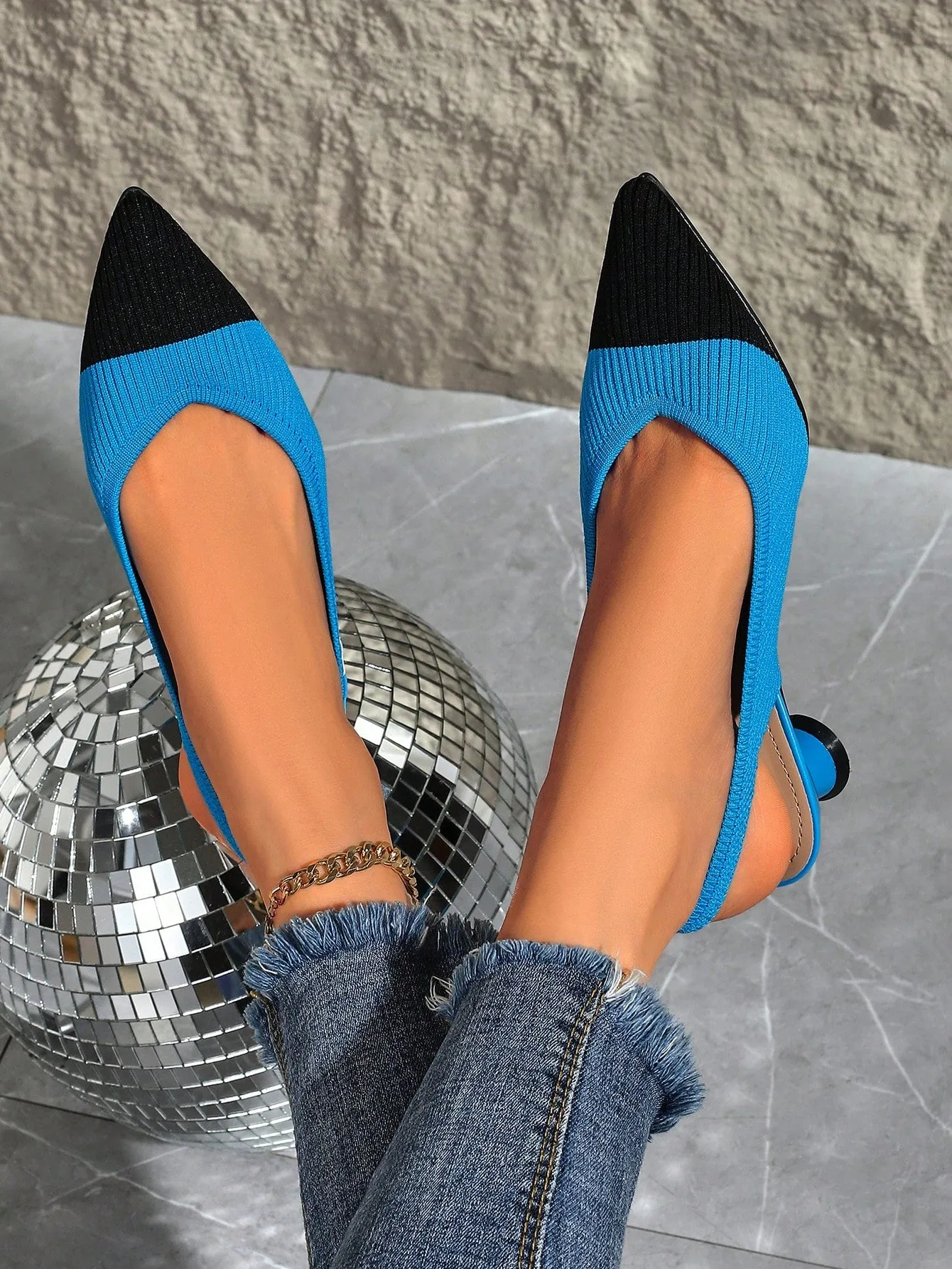 Women's Mid Heel Pointed Toe Woven High Heel Shoes