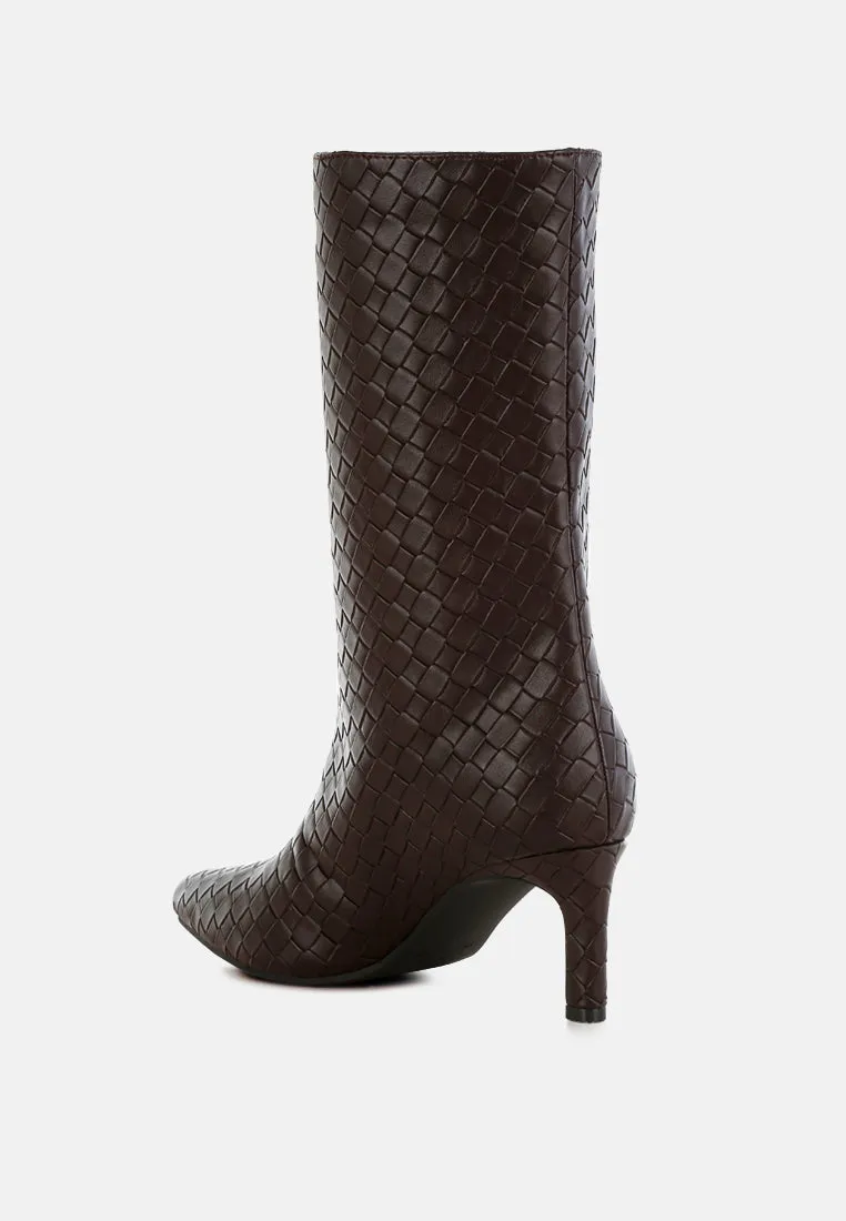 Woven Faux Leather Boots By RUW