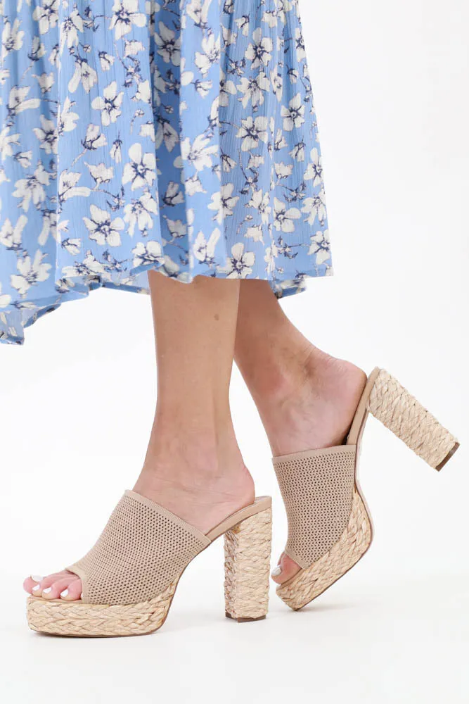 Woven Straw Platform Heels