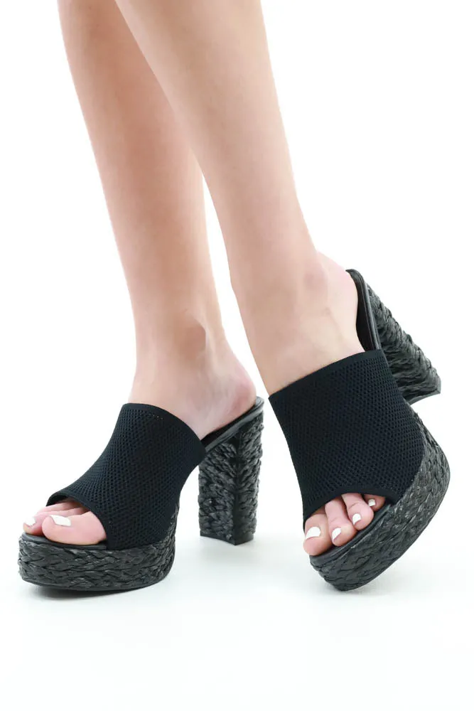 Woven Straw Platform Heels
